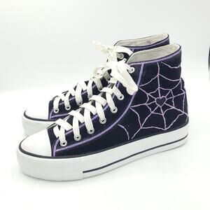 Spider High Top Converse Chuck purple custom Halloween embroidered womens size 9